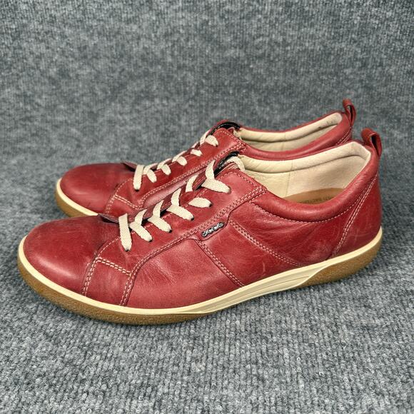 New Ecco Womens EU 40 US 9 Chase Leather Sneakers Brown Lace Up Comfort Flats - Picture 2 of 9